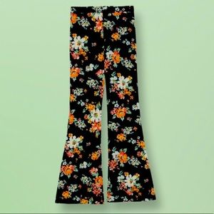 Zara XL floral flare leg pants